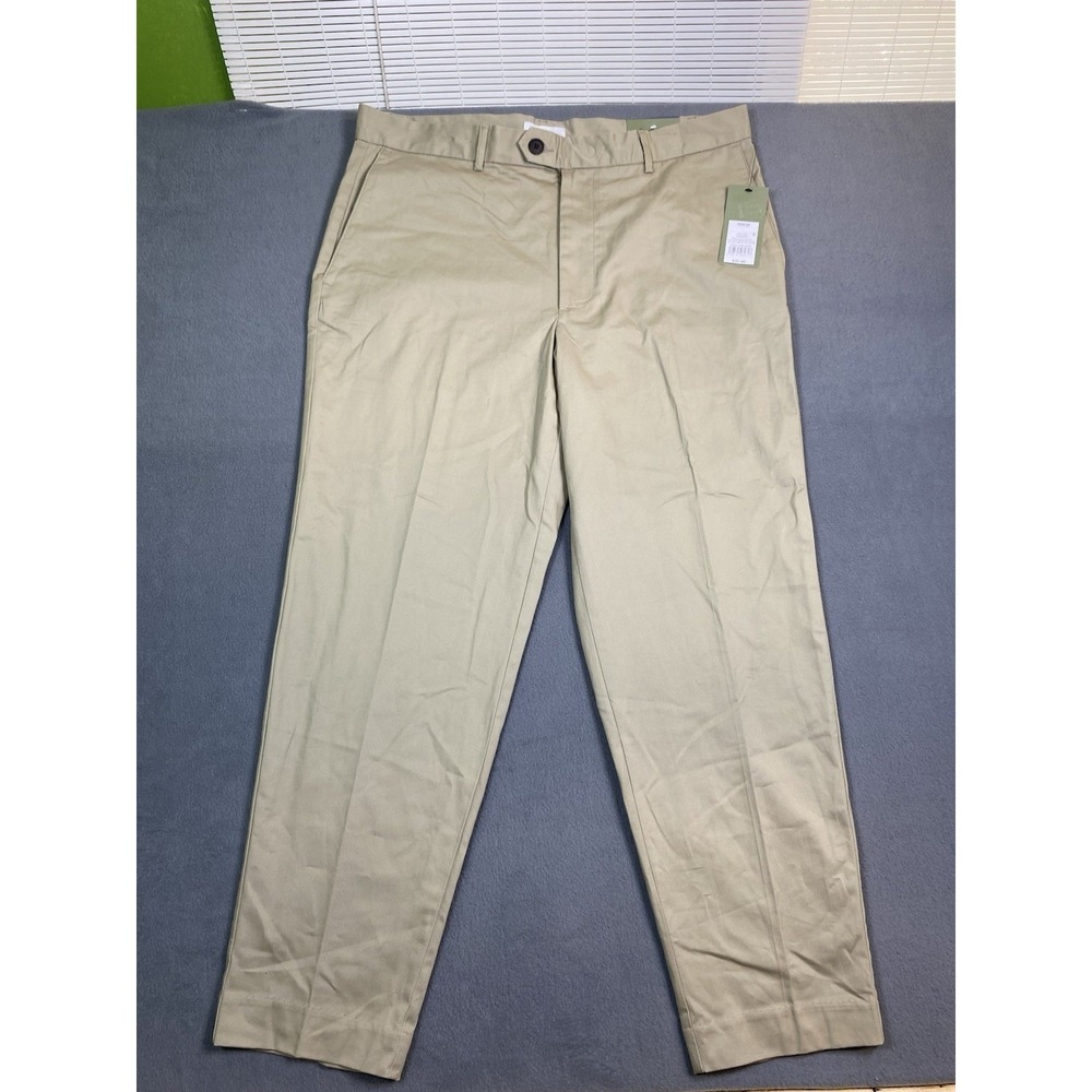 NWT Goodfellow Khaki Slim Trouser Dress Pants Size 36x30 Flat Front Preppy